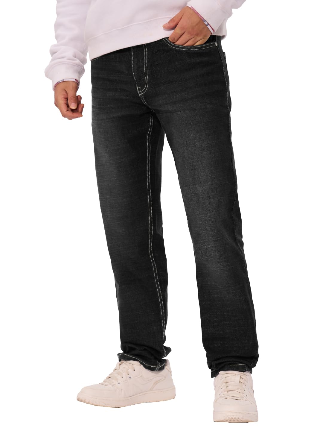 The Souled Store DenimOriginals: Charcoal Grey Men and Boys Buttoned Solid Cotton Blend Classic Fit Jeans