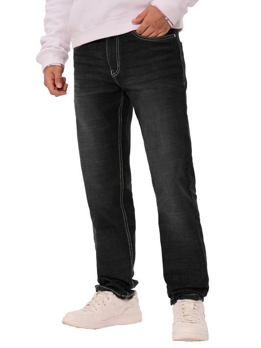 The Souled Store DenimOriginals: Charcoal Grey Men and Boys Buttoned Solid Cotton Blend Classic Fit Jeans