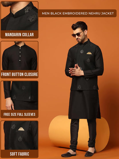 Kisah Nehru Jacket For Men  Embroidered Cotton Blend Modi Jacket | Ethnic & Formal Waist Coat For Weddings, Parties & Office Wea