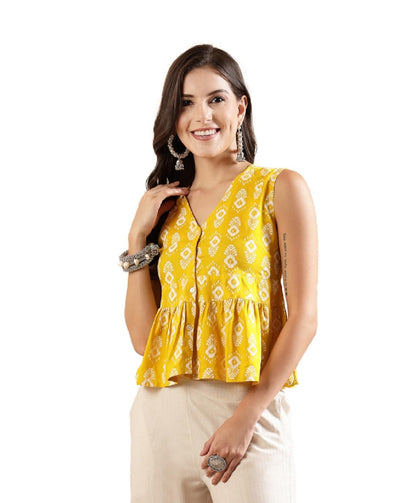 Stylum Womens Ikat Printed Rayon Peplum Top