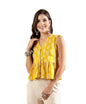 Stylum Womens Ikat Printed Rayon Peplum Top