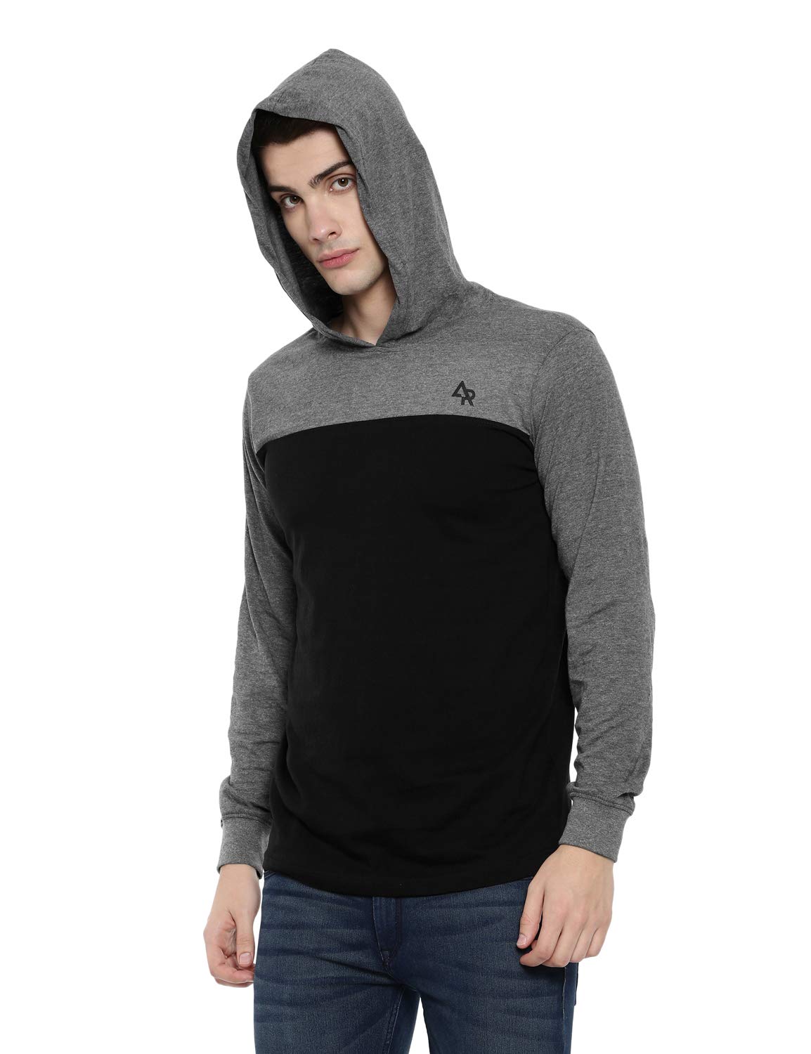 ADRO Full Sleeve Color Block T-Shirt for Men (FR4-3-HD-BL_Black)