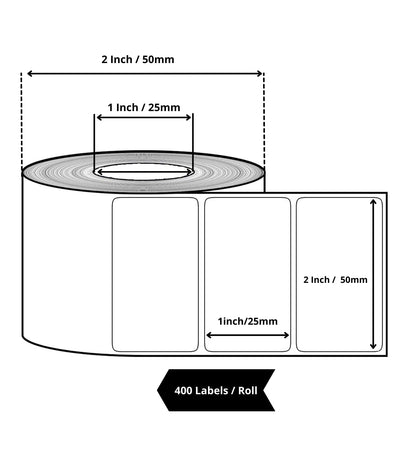 True-Ally 50x25 Thermal Sticker Label 2x1 inch (50mm x 25mm) Direct Thermal Barcode MRP Sticker Labels  400 Labels/Roll Designed