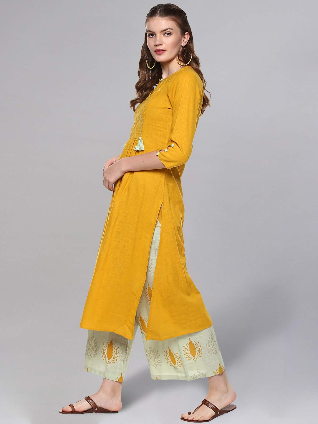 Idalia Mustard And Sage Green Kurta Set