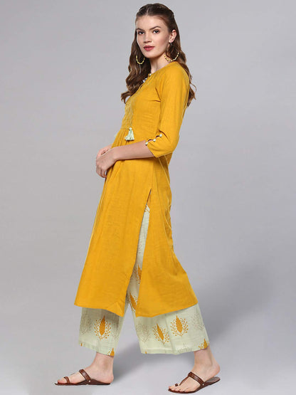 Idalia Mustard And Sage Green Kurta Set