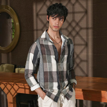 Campus Sutra MenS Multicolour Woven-Block Oversized Shirt For Casual Wear | Spread Collar | Long Sleeve | Button Closure | Over