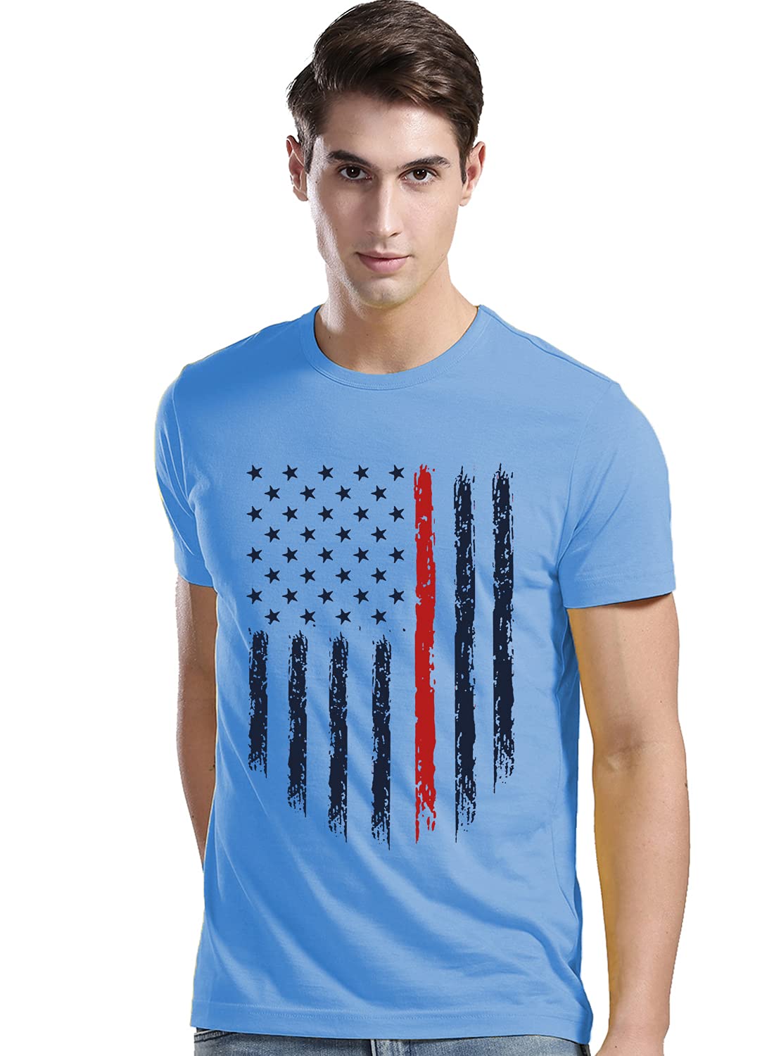 ADRO Men's Regular Fit T-Shirt (RNR-M-USA-SK_SkyBlue)