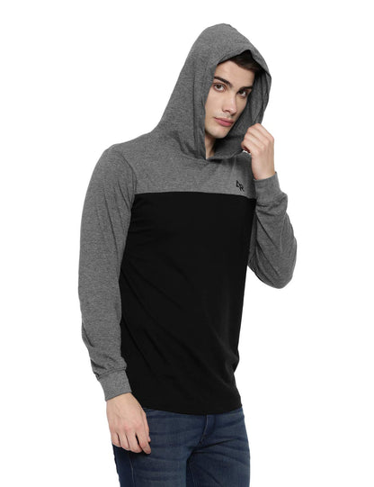 ADRO Full Sleeve Color Block T-Shirt for Men (FR4-3-HD-BL_Black)