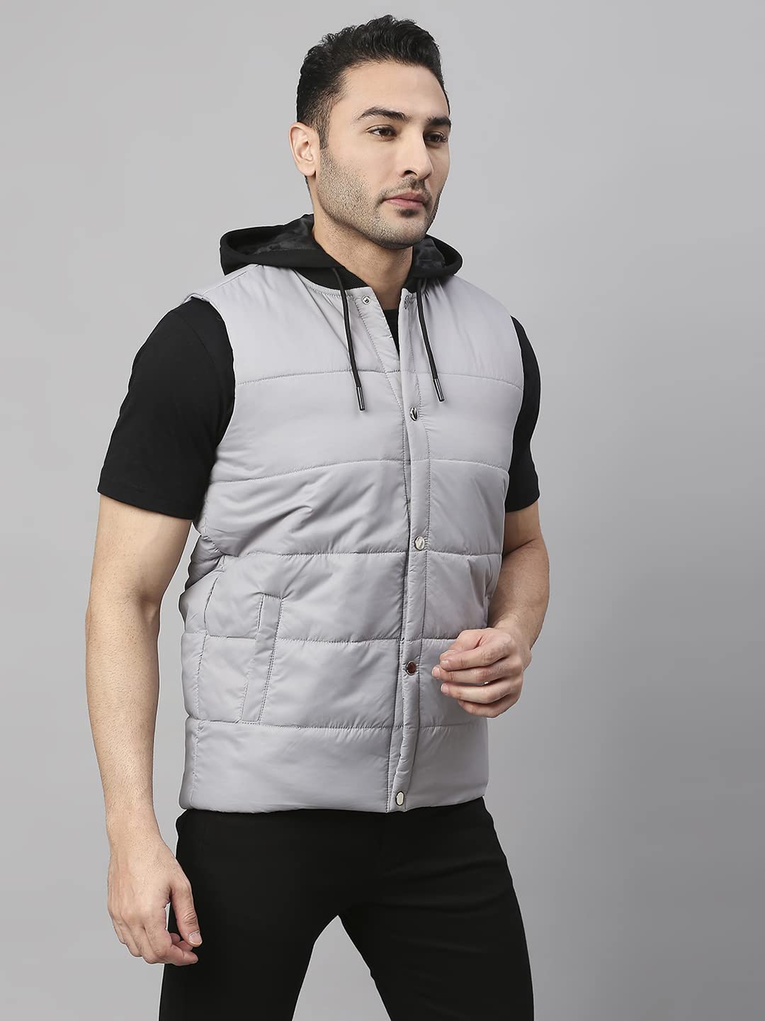 Dennis Lingo Color Block Polyester Regular Fit Full Sleeves MenS Hooded Puffer Jacket With 2 Pockets - Lightweight Casual Winte