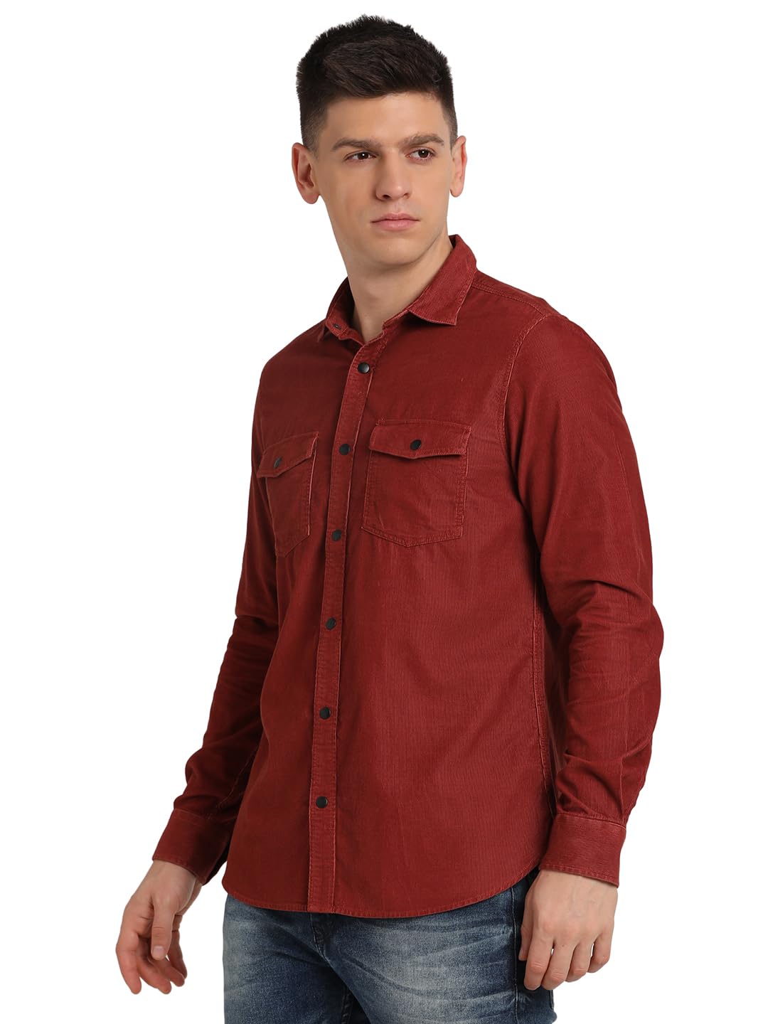 Turtle Men 100% Cotton Slim Fit Red Solid Casual Shirt