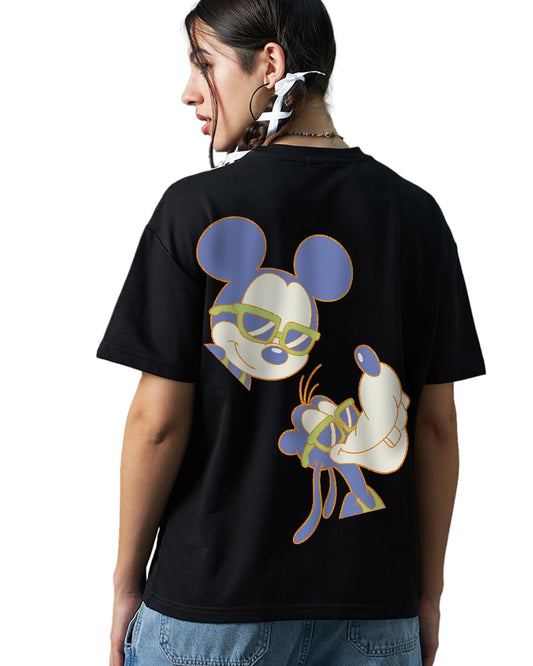 Bewakoof Heavy Duty 1.0 Official Disney Merchandise Mickey Mouse Womens Graphic Print Oversized Fit Half Sleeve Round Neck Terr
