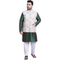 SOJANYA (Since 1958 Men's SilkBlend DGreen Kurta & White Pyjama With Cream Printed Nehrujacket