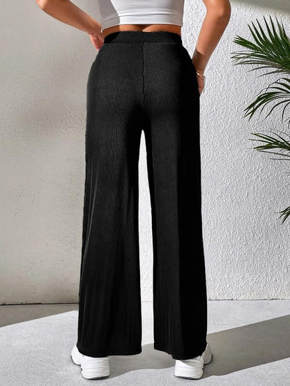 Pinkmint Women Fancy Trouser l Loose Fit Trouser Pants l High-Waisted Korean Trousers l Formal, Casual, Daily Use (Pack of 1) Bl