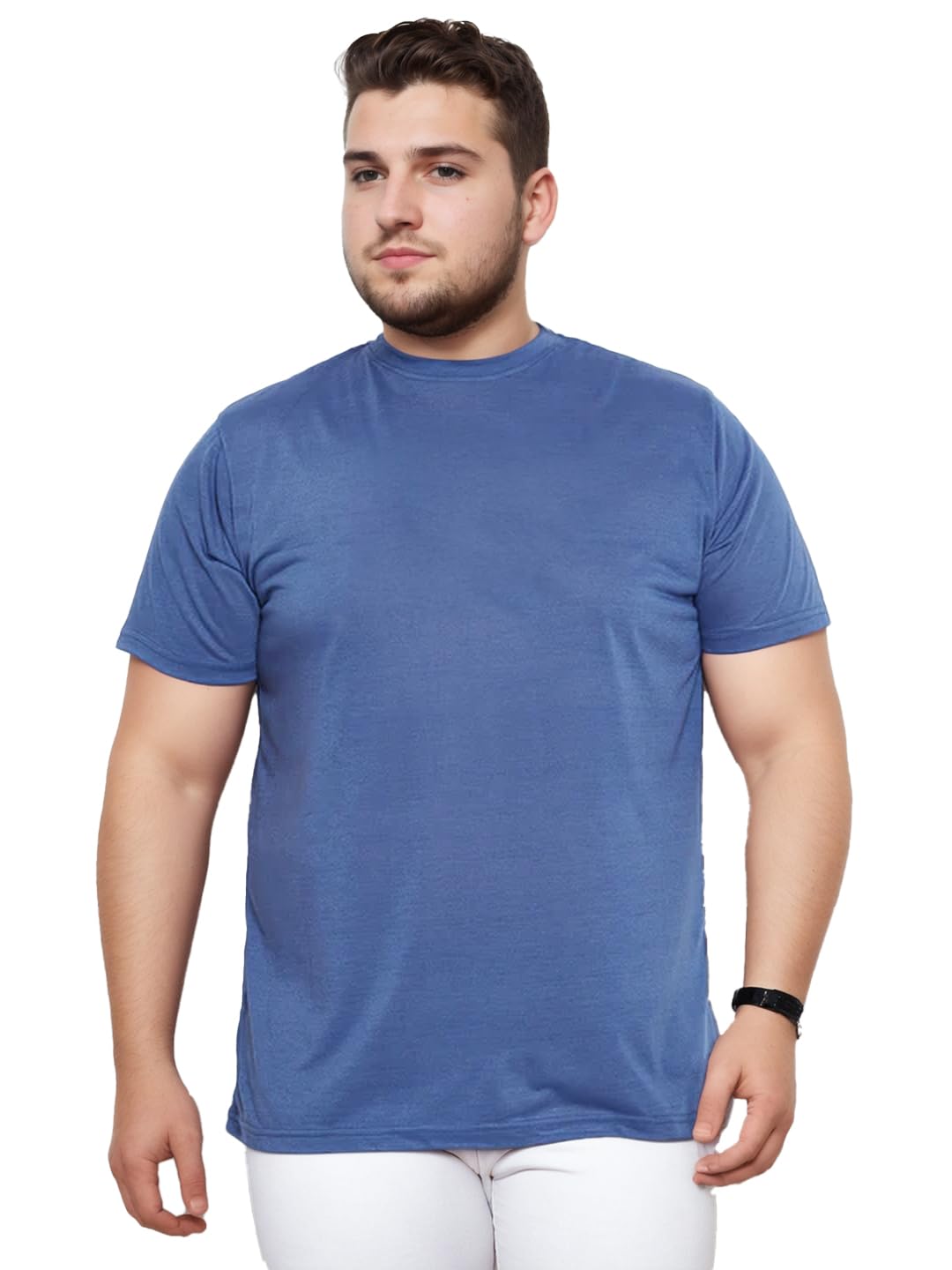 Nobero MenS Solid Regular Fit T-Shirt (1M-Twts-R0041_Marine
