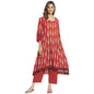 Fabindia Red Cotton Printed Long Kurta Set