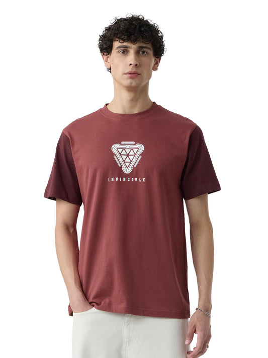 The Souled Store Iron Man: Arc Reactor Men and Boys Short Sleeves Round Neck Brown Graphic Printed Regular Fit Cotton T-Shirts