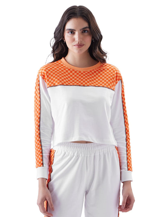 The Souled Store Original Orange Racer Women Oversized Cropped T-Shirts