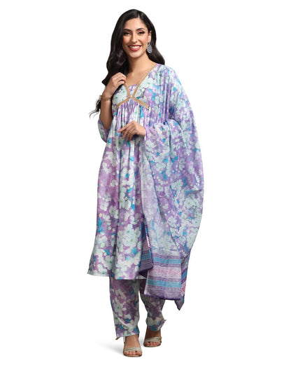 Leriya Fashion Cotton Alia Cut Kurta Set For Women| Alia Cut Anarkali Set For Women | Embroidery Kurta Set For Women| Kurta & Pa