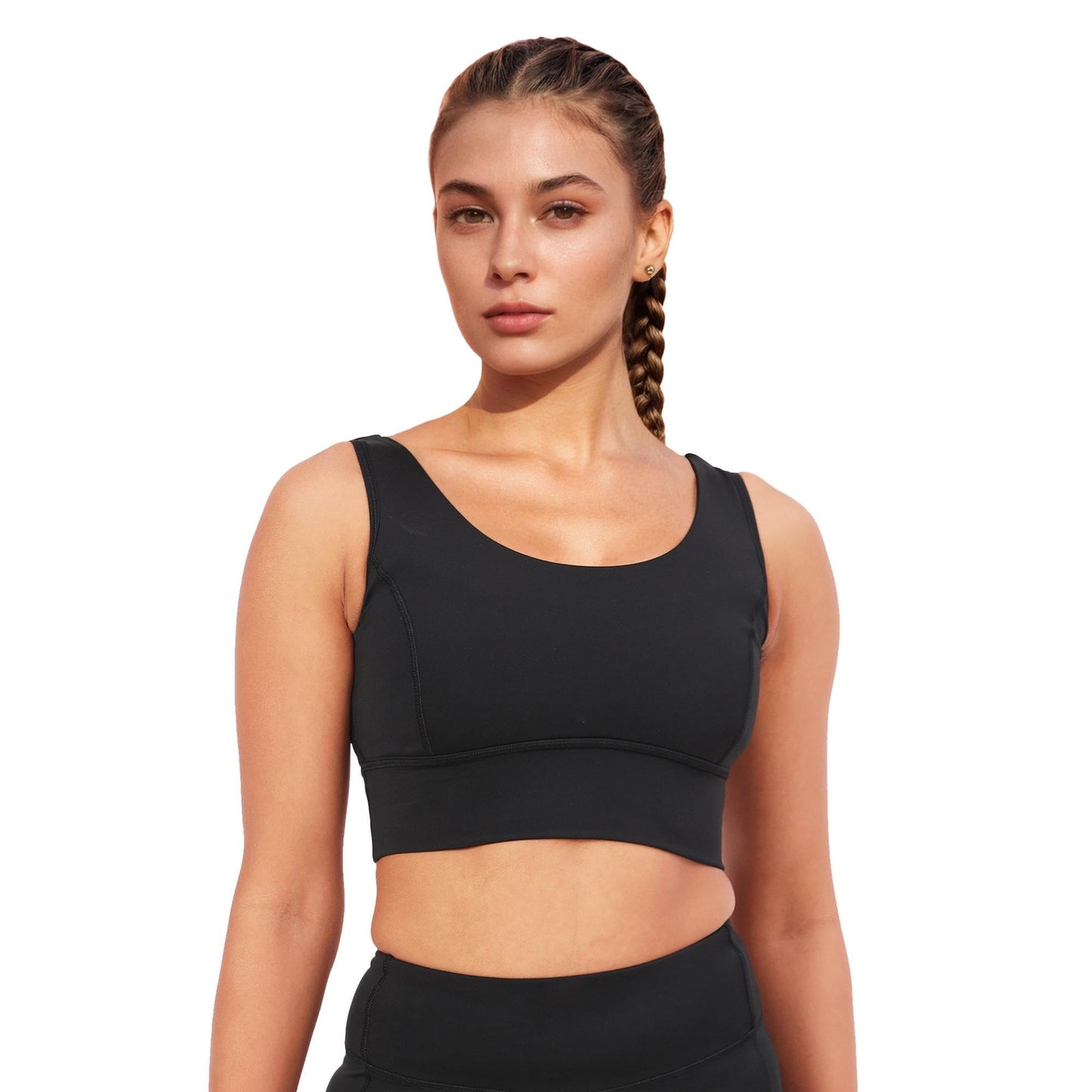 Enamor Womens Polyester Wire Free Casual Padded Sports Bra (A206_Jet Black
