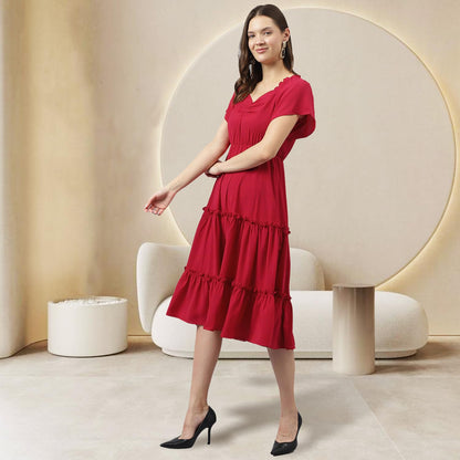 Toochki Kurti For Women | A Line | Flared Anarkali Kurti | Red Western Kurti | Fashion | Kurtis | Rayon Kurti | Midi Length Kurt