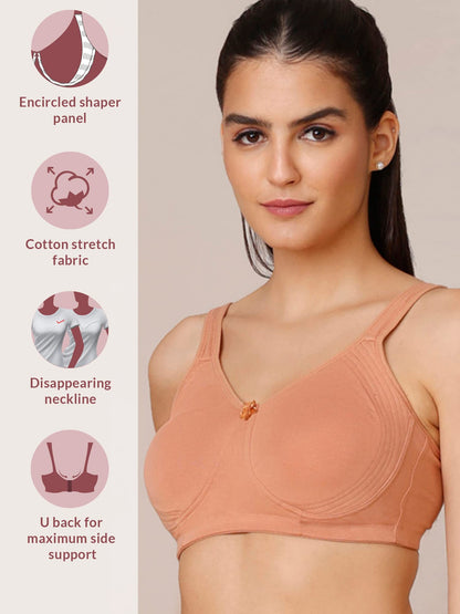 NYKD Everyday Cotton Bra for Women - Encircled with Love | Non-Padded | Wirefree | Full Coverage with Side Support Shaper (NYB16