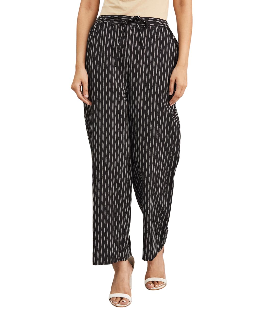 Fabindia Black Cotton Casual Pj Pant with Drawstring