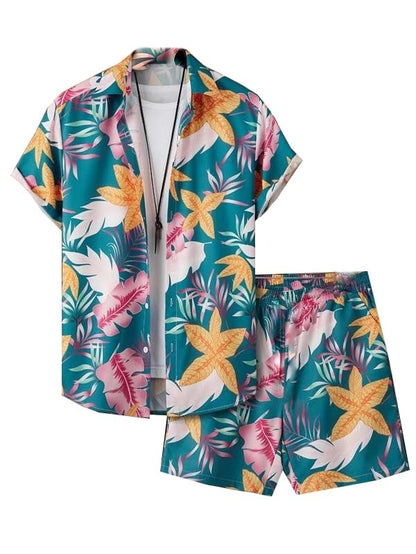 OM SAI LATEST CREATION Unisex Night Dress || Palm Tree & Leaf Printed Soft Rayon Night Wear Set for Men & Women || Pajama Short