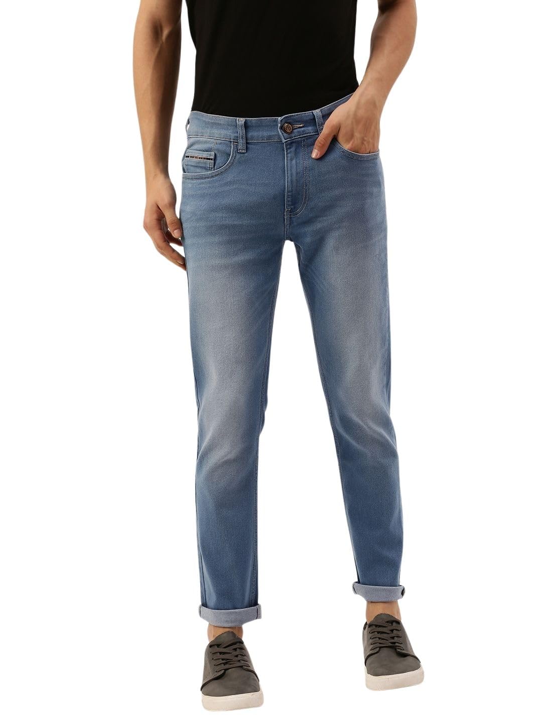 The Indian Garage Co Mens Slim Fit Solid Jeans