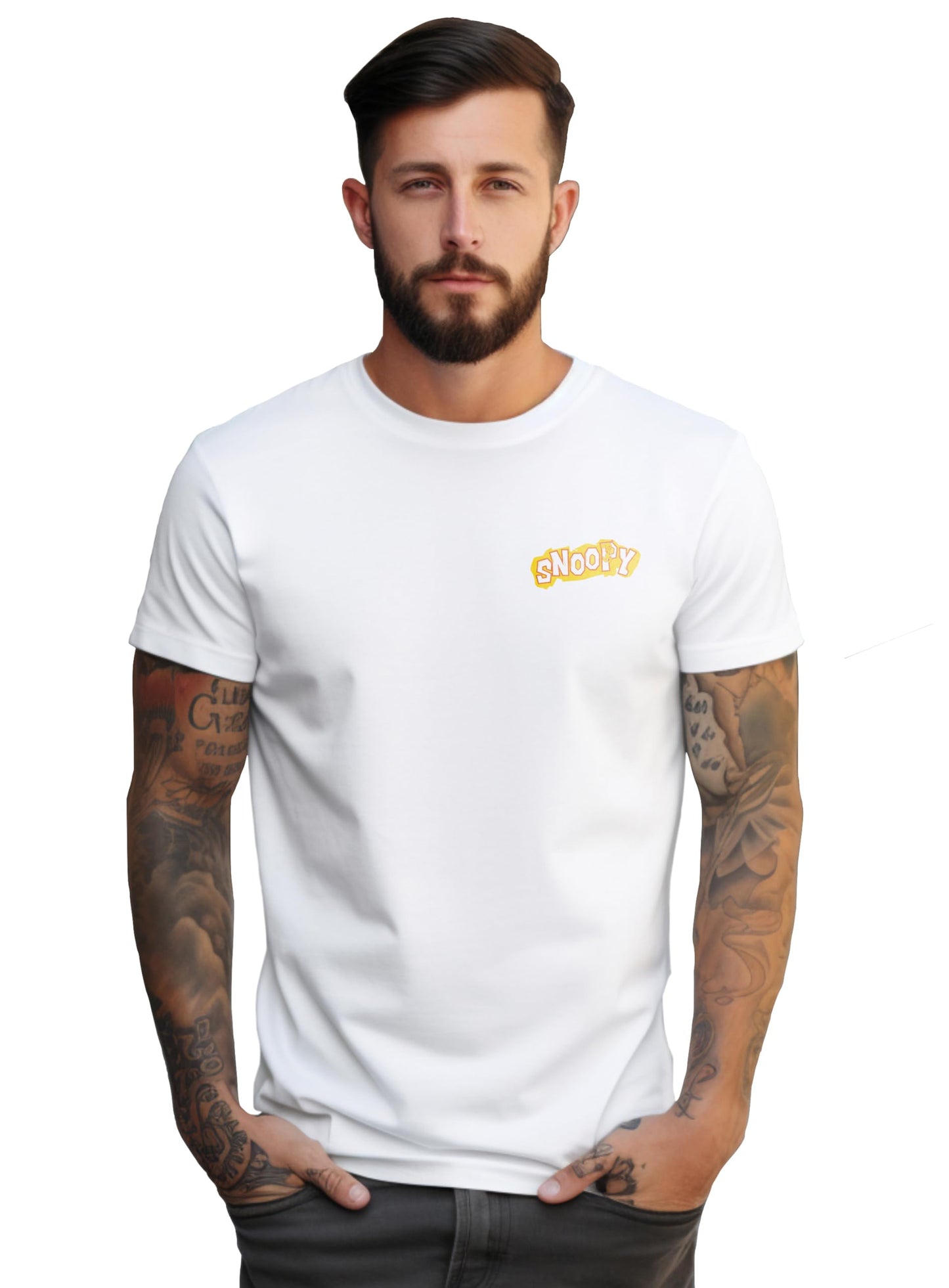 Peppyzone Mens Regular Fit T-Shirt (PZ-Trendy-43_White