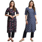 Pinkmint Kurta Set For Women Ll Printed Kurti & Pant Set Ll Combo Kurta Set Ll (Pack Of 2) Purple-Blue