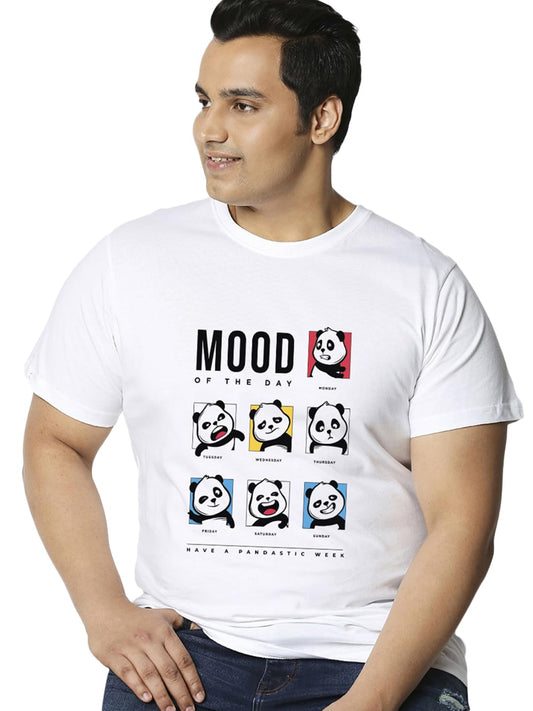 Bewakoof Mens MOTD Panda Graphic Printed 100% Cotton Plus Size T-Shirt Regular Fit,Round Neck, Half Sleeve_590304_White_3XL