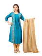 Aarika Girls Ethnic Wear Sea Green Colour Foil Print Silk Kurti-8-15 Years (Kurti-Sd-2933)