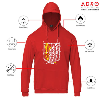 ADRO Men's Cotton Neck Hooded Sweatshirt (H22-M-AR2-RD_Red)