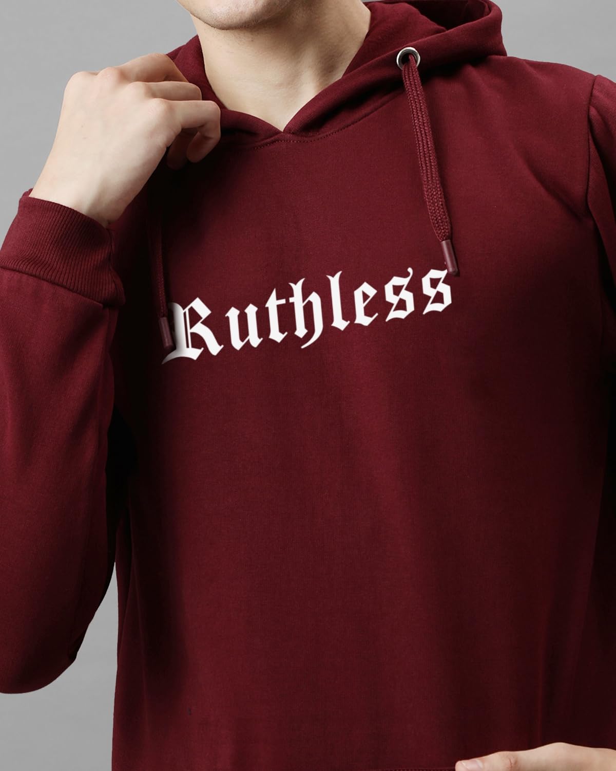ADRO Mens Cotton Neck Hooded Sweatshirt (H24-RUTH-MR_Maroon