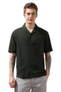 Dennis Lingo Men Relaxed Fit Olive Half Sleeves Cotton Casual Shirt