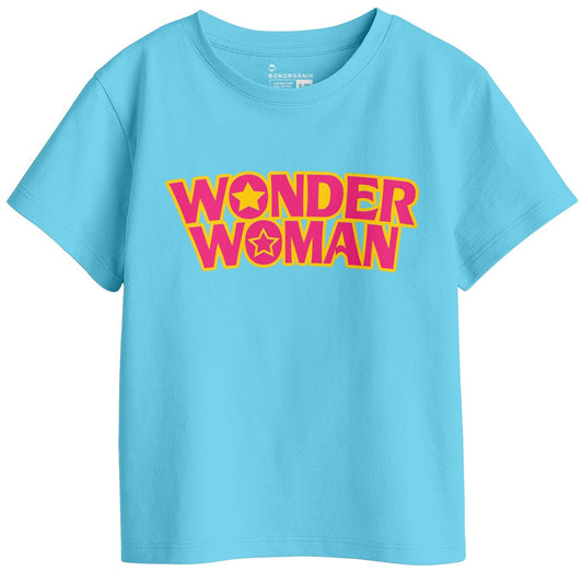 Bon Organik Girls Regular Fit T-Shirt (BON11411_Sky Blue