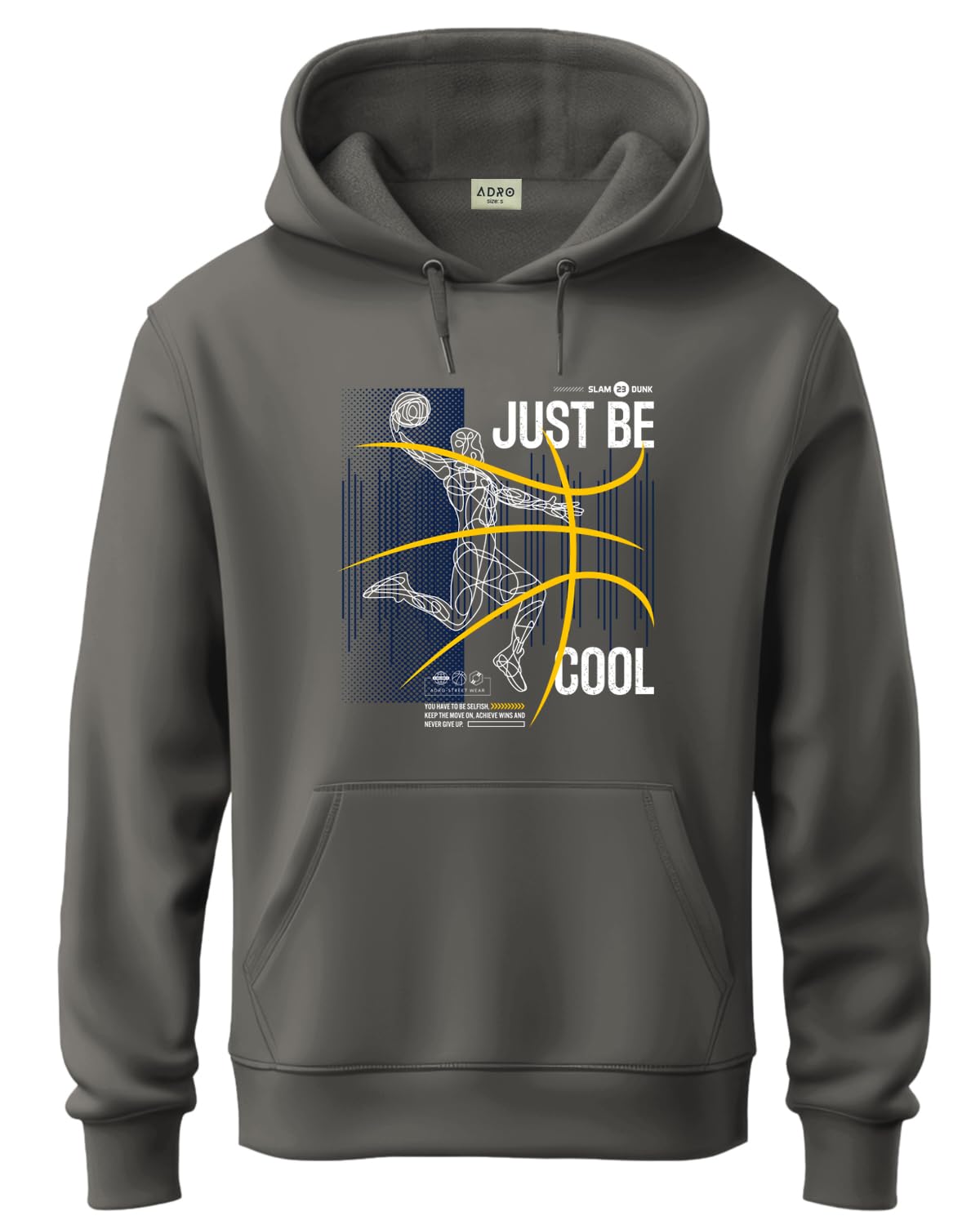 ADRO Basketball Design Hoodie for Men, 320 GSM Soft Cotton Hoodies, Long Lasting Printed Hoodie | Mens Hoodies | Sweatshirt for