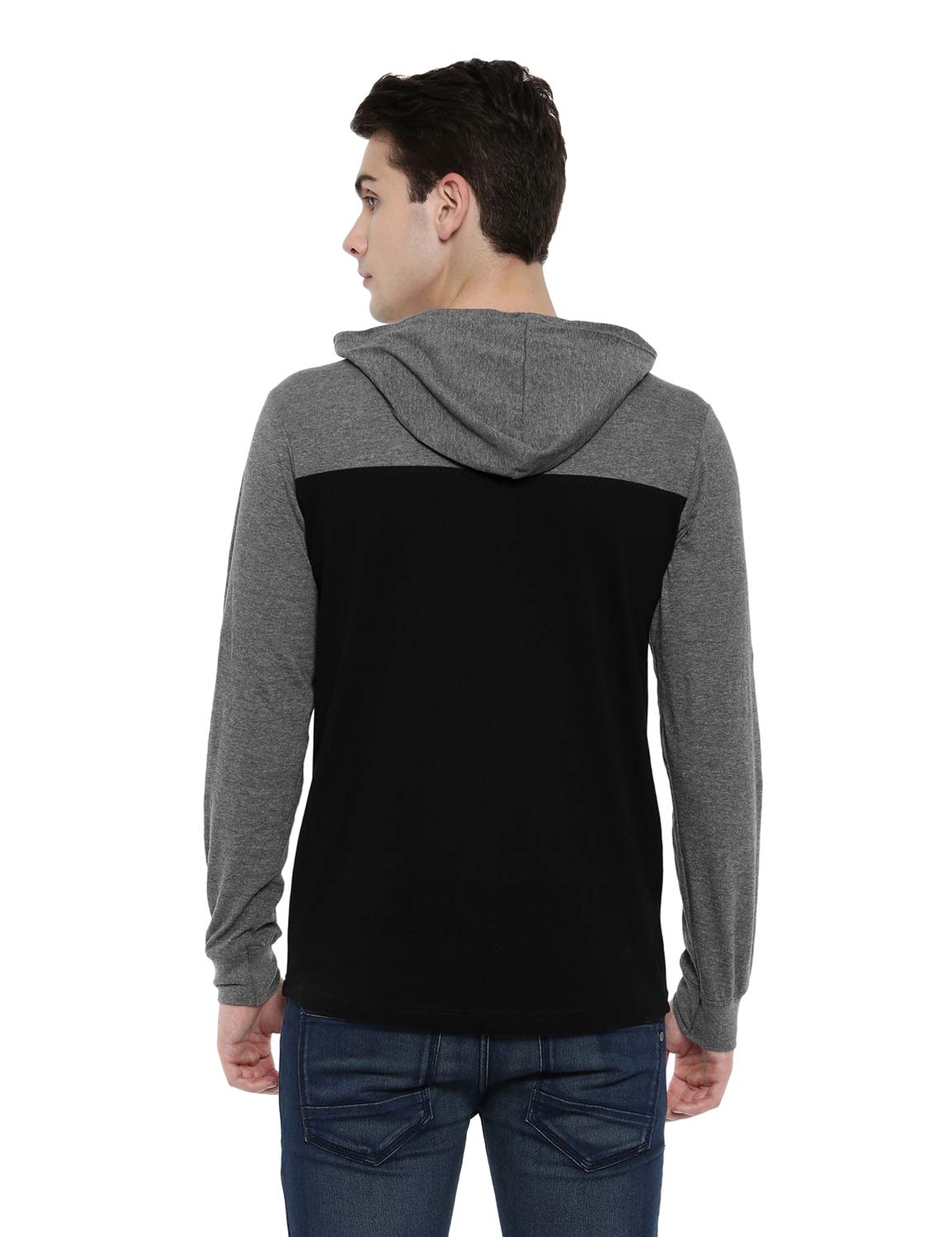 ADRO Full Sleeve Color Block T-Shirt for Men (FR4-3-HD-BL_Black)