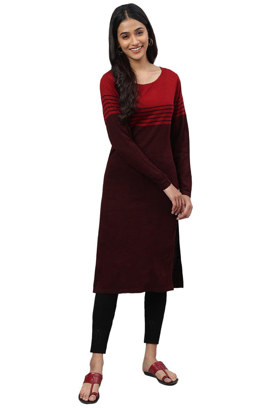 Aurelia Women's Acrylic Stripes Regular Kurta