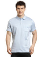Turtle Men Light Blue Solid Pure Cotton Polo T-Shirt