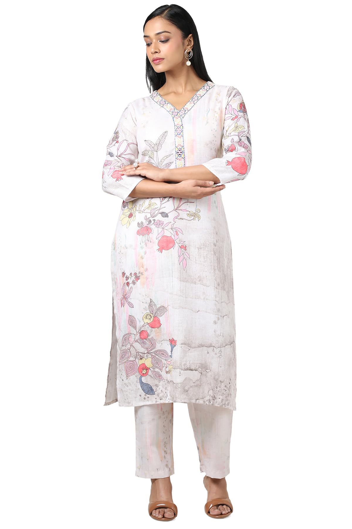 Soch WomenS Linen Kurta Set (Cws5Ks10694A_Beige
