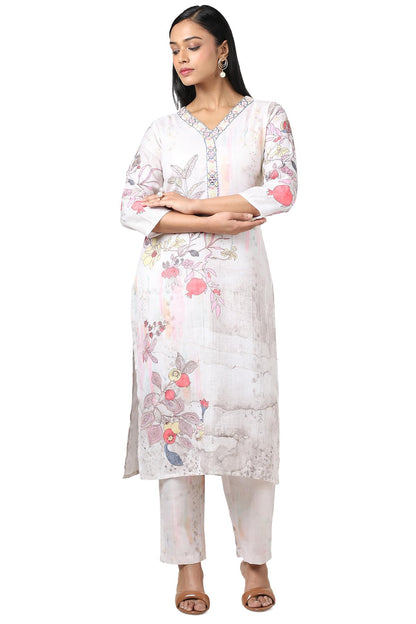 Soch WomenS Linen Kurta Set (Cws5Ks10694A_Beige