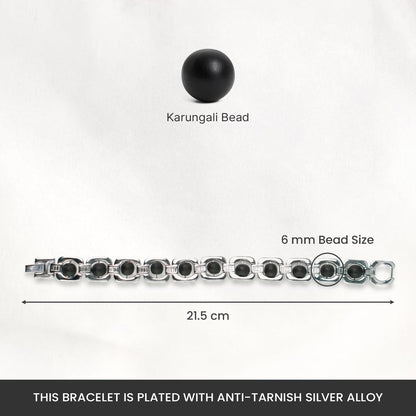 Astrotalk Metal Karungali Bracelet (Silver) | Certified Ebony Wood | Powerful Spiritual Protection, Emotional Balance & Positivity | Bracelet for Man & Women | Gift for Man & Woman