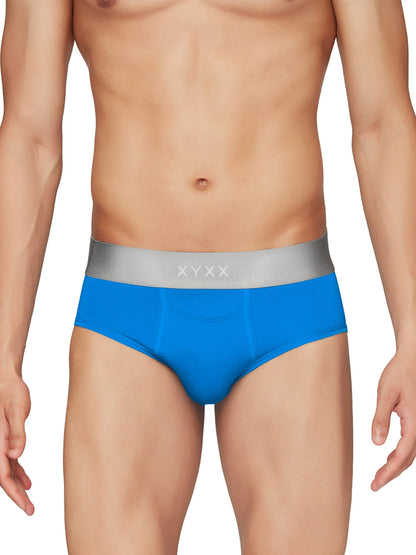 XYXX Mens Underwear Illuminati IntelliSoft Antimicrobial Micro Modal Brief Pack of 3 (Black Iris & Tango Red ; Brilliant Blue ;
