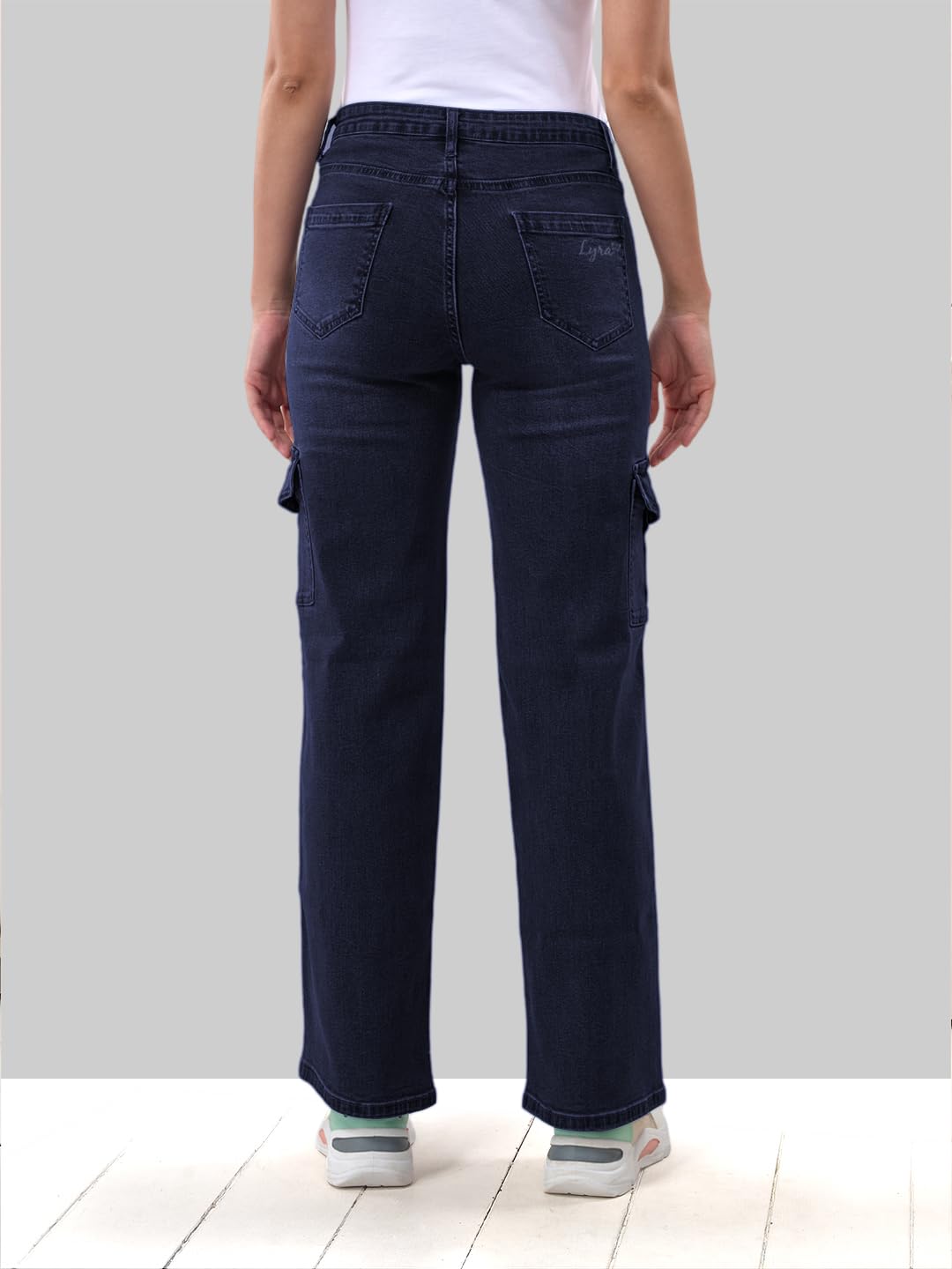 Lyra WomenS 6 Pockets Stretchable Cargo Jeans|Trendy & Stylish Denim|Size - 32