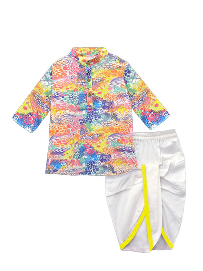 A.T.U.N. (All Things Uber Nice) Multicolor Leopard Print Boys Kurta & Dhoti Set