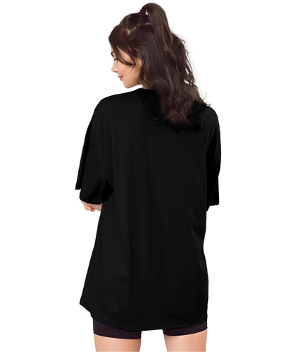 SHODOX Bio-Washed Anti Bacterial 100% Pure Cotton Womens Oversized Solid T-Shirt | Cozy Soft, Less Wrinkles Loose Fit, Drop Shou