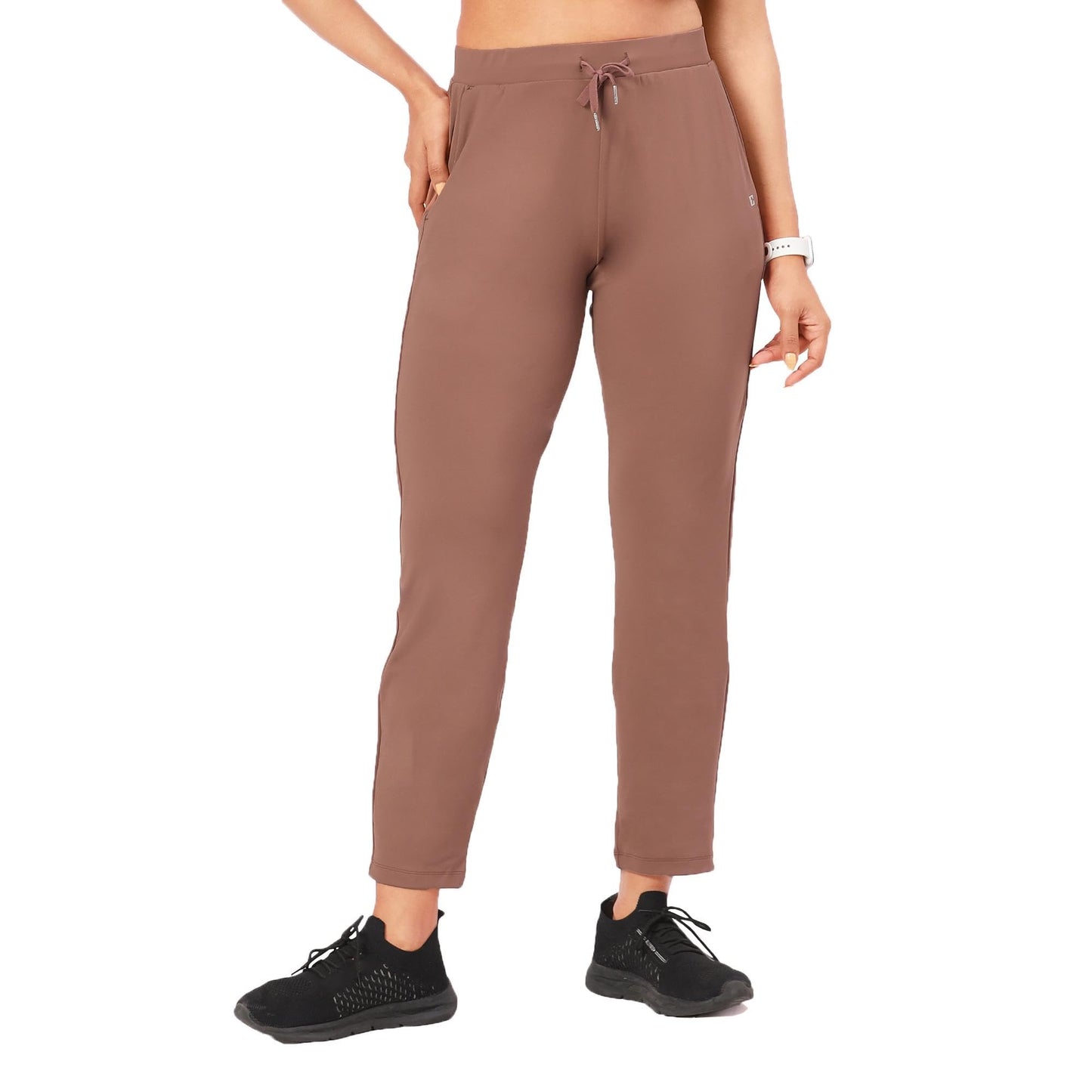 Enamor E068 Women Antimicrobial Mid Rise Relaxed Fit Active Travel Pants