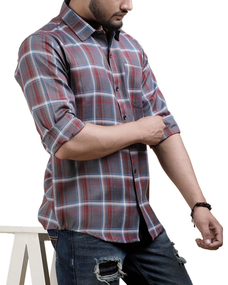 Noble Monk MenS Regular Fit Shirt | Checkered | Full Sleeves | Casual Shirt For Men
