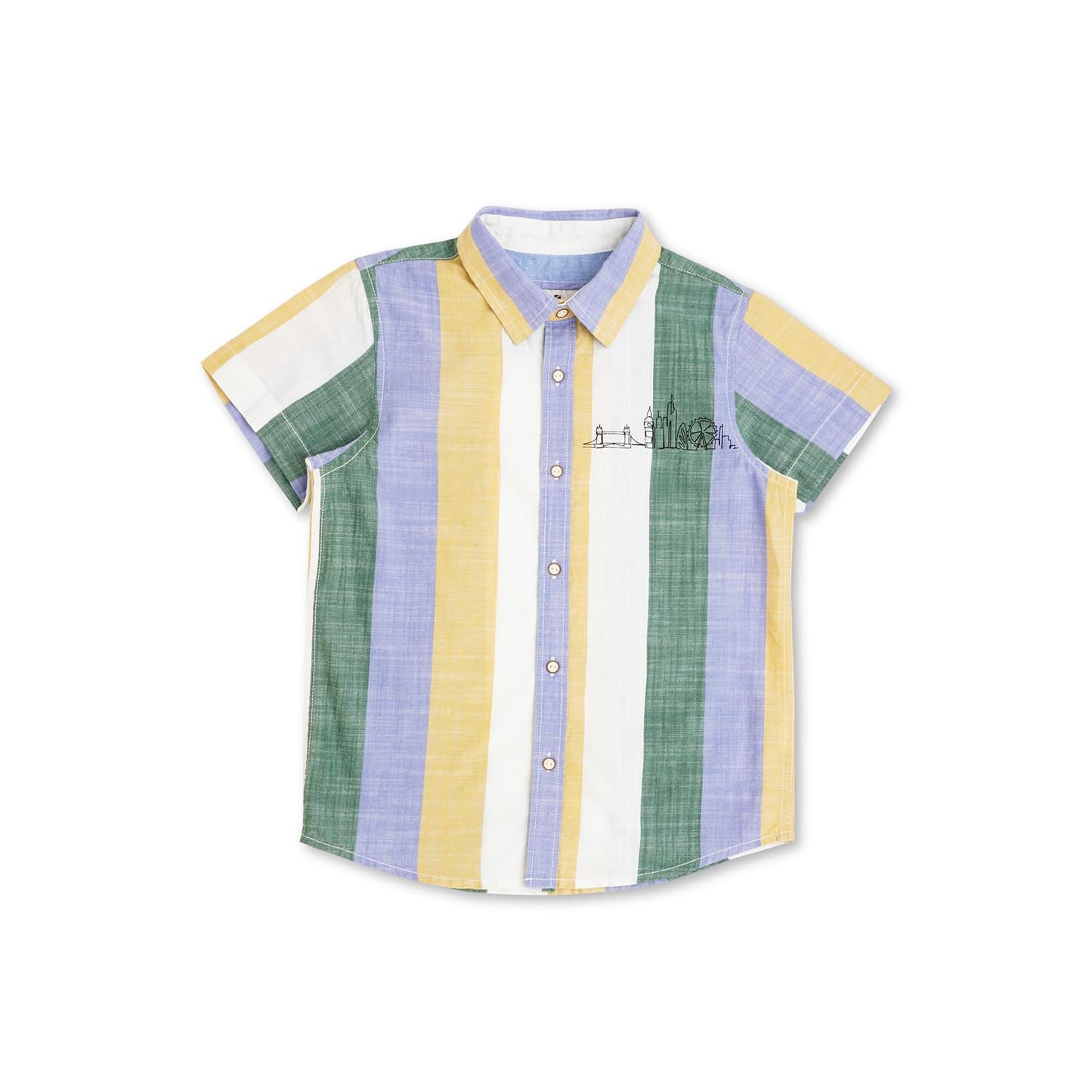 Pepe Jeans BoyS Striped Regular Fit Shirt (Pb302625_Yellow_Multi